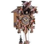 Horloge coucou à fleurs rouges peintes à la main 35 cm