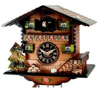 Horloge coucou à mélodie ''chalet fleuri'' 20 cm