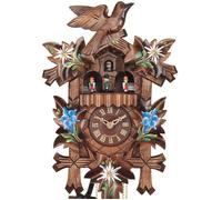Horloge coucou à mélodie en bois fleurs bleues avec danseurs 35 cm