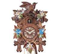 Horloge coucou à mélodie oiseau fleurs bleues 22 cm hauteur : Hauteur 32 cm
