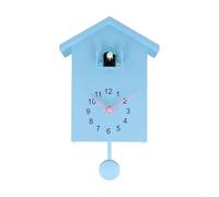 Horloge coucou à piles avec voix d'appel d'oiseau et volume réglable, silencieuse entre 21 h et 6 h (bleu)