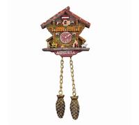 Horloge coucou autrichienne 3D aimantée pour réfrigérateur Souvenirs touristiques faits à la main Résine Artisanat Stickers magnétiques Décoration Maison Cuisine Voyage Cadeau