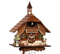 Horloge coucou chalet avec clocher et enfants 29 cm
