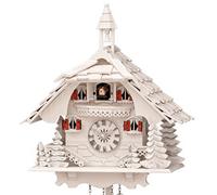Horloge coucou chalet blanc mélodie 31 cm