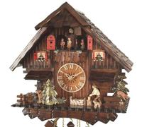 Horloge coucou chalet musical 8 jours bucheron 35 cm