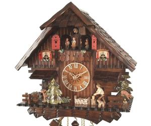 Horloge coucou chalet musical 8 jours bucheron 35 cm