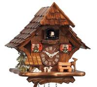 Horloge coucou chalet suisse bois foncé 27 cm
