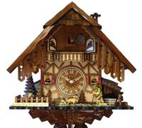 Horloge coucou mécanique 1 jour chalet berger et moutons 35 cm