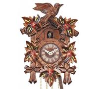 Horloge coucou mécanique 1 jour fleurs rouges bois de noyer 22 cm option : Hauteur 35 cm