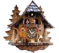 Horloge coucou mécanique 1 jour musical bûcheron forêt de sapins 34 cm
