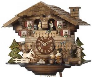 Horloge coucou mécanique 1 jour musical chalet bucheron cheval danseurs 28 cm Disponibilité : Expédié sous 2 semaines