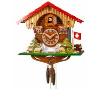 Horloge coucou mécanique 1 jour thème chamois suisses