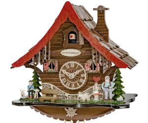 Horloge coucou mécanique 1 jour toit rouge