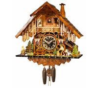 Horloge coucou mécanique 8 jours bûcheron et hibou 35 cm