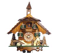 Horloge coucou mécanique 8 jours chalet bûcheron et clocher 31 cm Disponibilité : Expédié sous 2 semaines