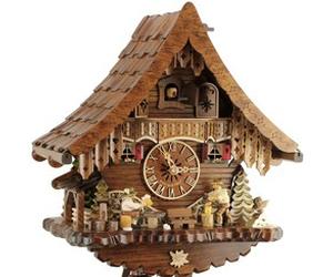 Horloge coucou mécanique 8 jours chalet buveur de bière bûcheron 33 cm