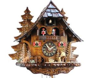 Horloge coucou mécanique 8 jours musical bûcheron roue du moulin 35 cm