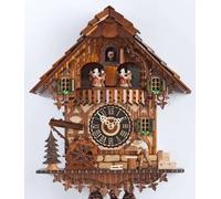 Horloge coucou mécanique chalet 1 jour musical danseurs, moulin et bûcheron 29 cm Disponibilité : Expédié sous 2 semaines, Expédié sous 3 semaines