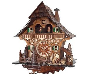 Horloge coucou mécanique musical 8 jours bûcheron et danseurs 35 cm