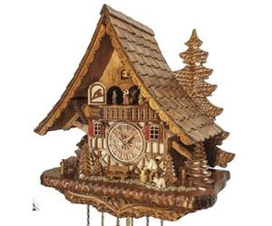 Horloge coucou mécanique musical 8 jours bûcheron et danseurs 44 cm