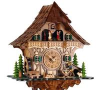 Horloge coucou mécanique musical 8 jours bûcheron et roue du moulin 35 cm