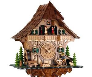 Horloge coucou mécanique musical 8 jours bûcheron et roue du moulin 35 cm