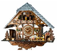 Horloge coucou mécanique musical 8 jours chalet buveurs de bière 43 cm