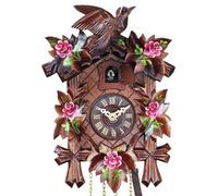 Horloge coucou mécanique traditionnel 1 jour fleurs roses 35 cm
