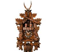 Horloge coucou mécanique traditionnel 1 jour musical thème chasse avec danseurs 44 cm