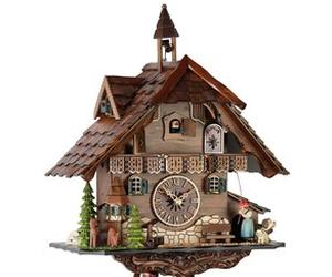 Horloge coucou mécanique traditionnel 8 jours chalet cloche 42 cm