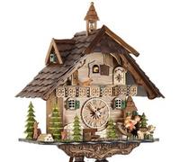 Horloge coucou mécanique traditionnel 8 jours chalet coloré 42 cm