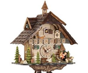 Horloge coucou mécanique traditionnel 8 jours chalet coloré 42 cm