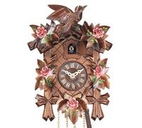 Horloge coucou mécanique traditionnel fleurs roses 22 cm