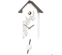 Horloge coucou moderne blanc décor graphique noir Blanc / Dessin moderne