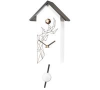 Horloge coucou moderne blanc décor graphique noir Couleur : Blanc / Dessin moderne