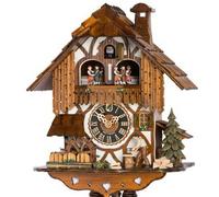 Horloge coucou musical 1 jour tyroliens coupeur de bois danseurs 30 cm