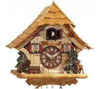 Horloge coucou musical chalet bois clair 27 cm
