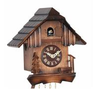 Horloge coucou petit chalet en bois de noyer 20 cm