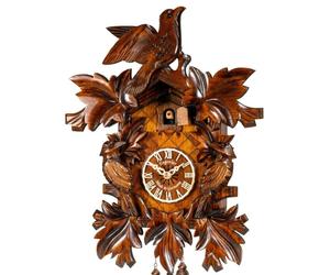 Horloge coucou traditionnel en bois 3 oiseaux 40 cm