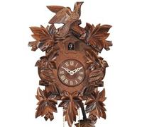 Horloge coucou traditionnel feuilles 3 oiseaux 35 cm