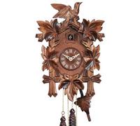 Horloge coucou traditionnel feuilles et oiseau 35 cm