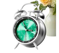 Horloge d'alarme analogique, rechargeable Metal Body Timepiece With Twin Bell, Desk Classic Analog Alarm Clock For Dorm Travel Bathroom Girls Teens Kids Boys