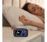Horloge d'alarme météo rétroéclairée avec affichage de la température et de l'humidité - commutable Fahrenheit/Celsius, alimentée par batterie, parfaite pour la décoration de la maison ABS