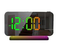 Horloge d'alarme numérique Dimmable Corloge électronique RVB Colorat de Projection Colorat d'alarme USB Horloge LED électronique Facile à Utiliser Noir Aqiong