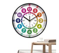 Horloge d'apprentissage pour : horloge éducative de 25,4 cm pour apprendre à dire l'heure, horloge analogique avec piles, décoration murale colorée pour la chambre des
