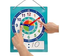 Horloge d'apprentissage pour | Outil pédagogique effaçable à sec, double face, avec zone d'écriture | Idéal pour les étudiants préscolaires, de maternelle et de première année pour