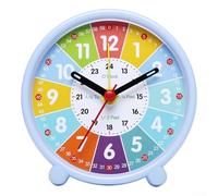 Horloge d'apprentissage silencieuse pour enfants avec sections de temps à code couleur et heure de 24 heures pour enseigner les heures et les minutes dans un espace éducatif (Bleu maternelle)