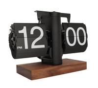 Horloge de Bureau à Rabat 12 Heures Horloge de Table Mécanique Automatique à Pied Minimaliste Rétro Horloge Numérique Rabattable pour Salon, Café, Bureau (Black)