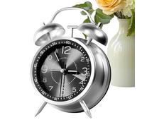 Horloge De Bureau Analogique - Corps En Métal Rechargeable, Alarme Forte À Double Cloche, Montre Classique Avec Cadran Facile À Lire | Accessoire De Chambre Fiable Pour Les Dormeurs Lourds, Dortoir, V