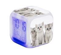 Horloge de bureau chat - Réveil LED pour , horloge numérique de table cubique | Réveil électronique coloré pour les amoureux des chats, salle de classe, salon, bureau, chambre à coucher, décora